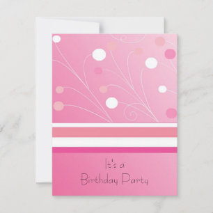 Modern Pink Stripes and Dots Birthday Invitation