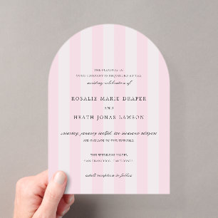 Modern Pink Stripes Elegant Wedding Acrylic Invitations