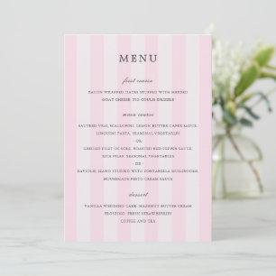 Modern Pink Stripes Elegant Wedding Menu