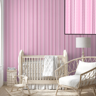 Modern Pink Stripes Peel and Stick Soft Pastel  Wallpaper