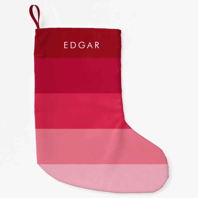 Modern Pink stripes Small Christmas Stocking (Front)