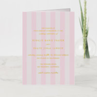 Modern Pink Stripes Wedding Foil Invitation