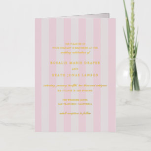 Modern Pink Stripes Wedding Foil Invitation