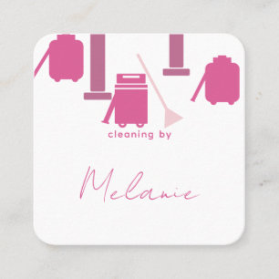 Modern Pink Stylish Cleaning Service  Square Busin Business Card