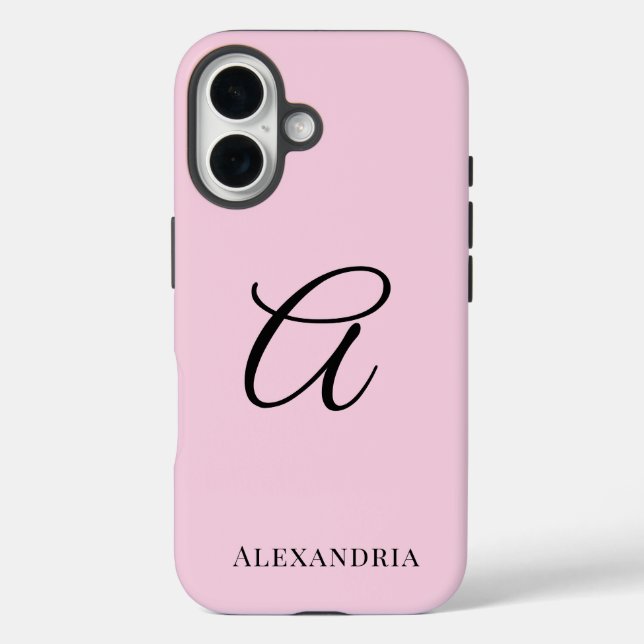 Modern Pink Stylish Personalized Name Initial Case-Mate iPhone Case (Back)