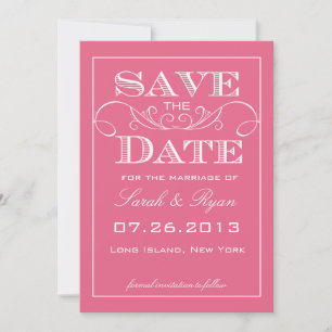 Modern Pink Swirl Save the Date Announcement