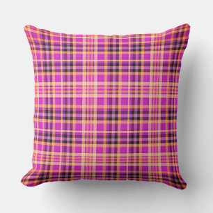Modern Pink Tartan Pattern Outdoor Pillow