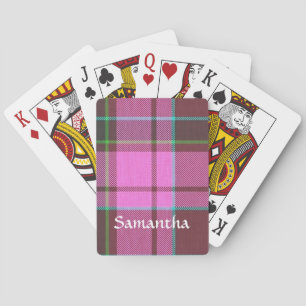 Modern pink tartan personalized playing cards