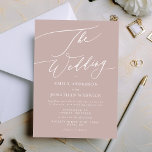 Modern Pink Taupe Calligraphy Simple Wedding Invitation<br><div class="desc">Modern and impressive - Part of a collection - Please contact me if you need any help or additional designs</div>