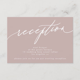 Modern Pink Taupe Calligraphy Wedding Reception Invitation