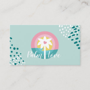 Modern Pink & Teal Tropical Palm Tree Logo Business Card