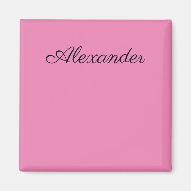 Modern Pink template,  Black Script Magnet (Front)