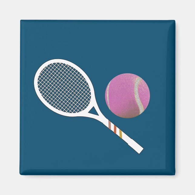 Modern Pink Tennis Ball Retro Racket   Magnet (Front)