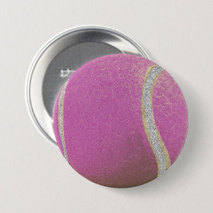 Modern Pink Tennis Ball With Faux Glitter Line  3 Inch Round Button