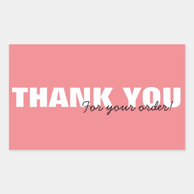 Modern Pink Thank you for Your Order Home Business Sticker (Front)