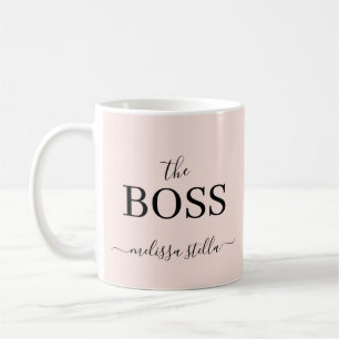 Modern Pink The Boss Name Girly Gift Coffee Mug