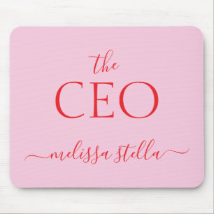 Modern Pink The CEO Name   Best Girly Gift Mouse Pad
