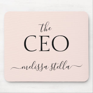 Modern Pink The CEO Name   Best Girly Gift Mouse Pad