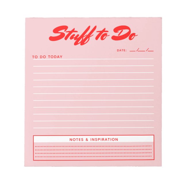 Modern Pink To Do List Design  Notepad (Front)
