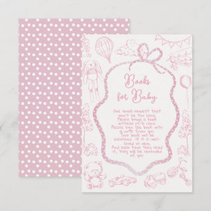 Modern Pink Toile de Jouy Books for baby Invitation