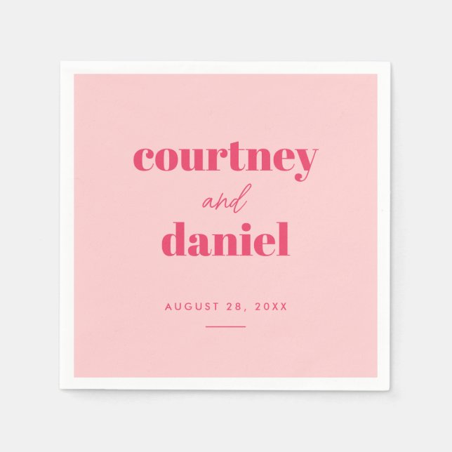 Modern Pink Trendy Mix Match Wedding Napkin (Front)