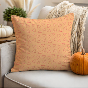 Modern Pink Triangles on Orange Throw Pillow