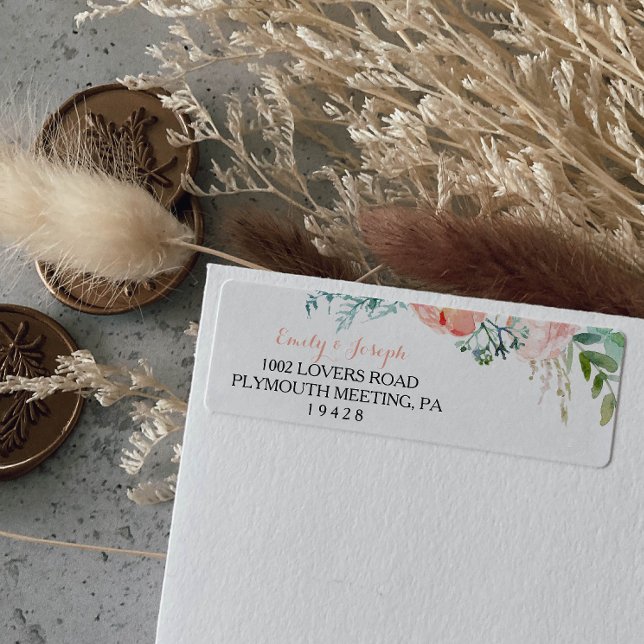 Modern Pink Tropical Floral Return Address Label (Creator Uploaded)