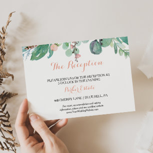 Modern Pink Tropical Floral Wedding Reception Card