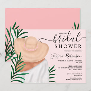 Modern pink tropical illustration bridal shower invitation