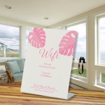 Modern Pink Tropical Leaf Beach Wifi Rental