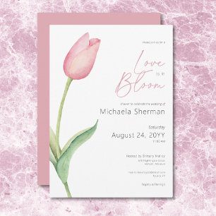 Modern Pink Tulip Love In Bloom Shower Invitation