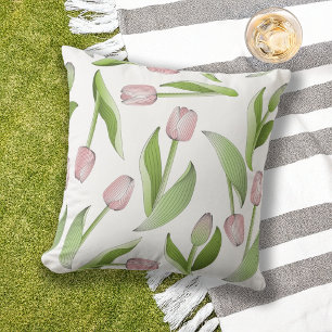 Modern Pink Tulip Outdoor Pillow