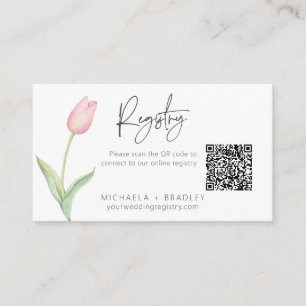 Modern Pink Tulip Solo Bridal Shower Registry Enclosure Card