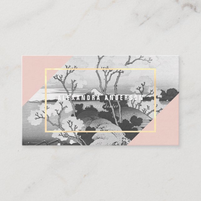 Modern Pink & Turquoise Ukiyo-e Business Card (Front)