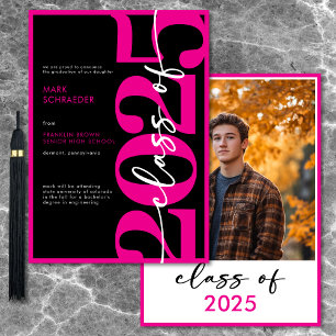 Modern Pink Typography Graduation Announcement