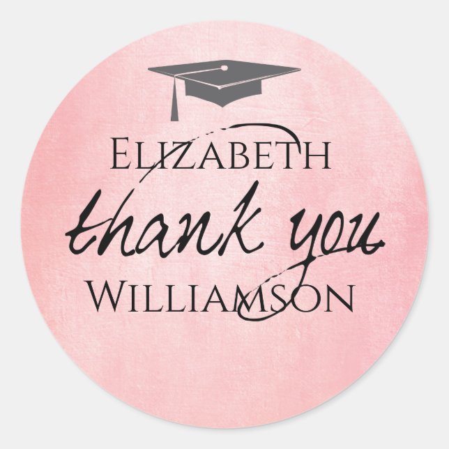 Modern Pink Typography Monogrammed Name Thank You Classic Round Sticker (Front)