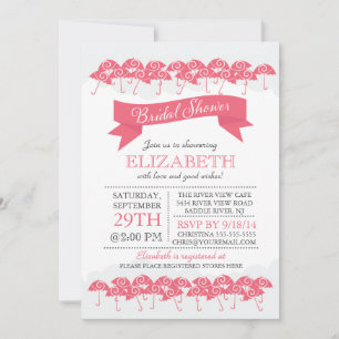 Modern Pink Umbrella Bridal Shower Invitation