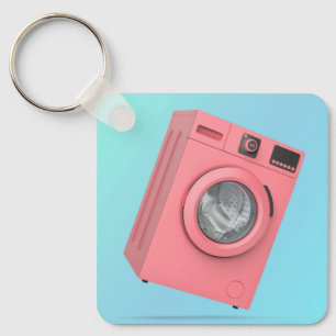 Modern pink washing machine keychain