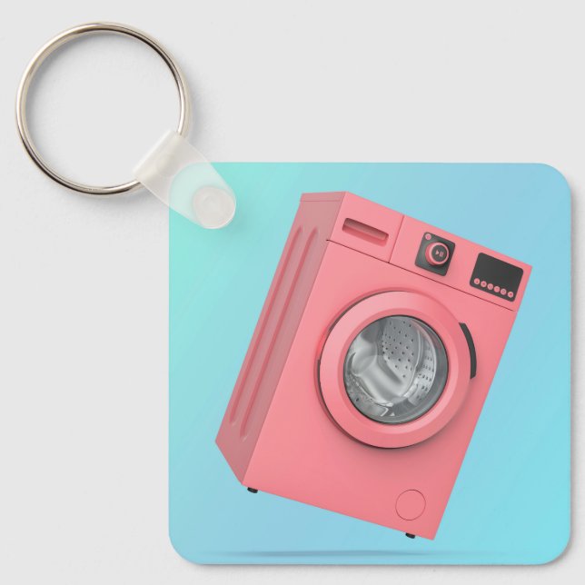 Modern pink washing machine keychain (Front)