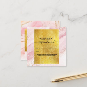 Modern Pink Watercolor and Gold Foil Appointment Card
