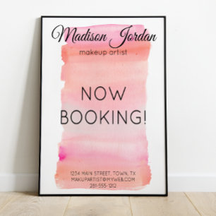 Modern Pink Watercolor Brush Stroke Poster