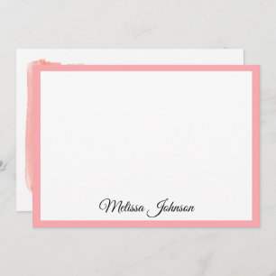 Modern Pink Watercolor Brush Strokes Personalized Card