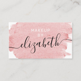 Modern pink watercolor brushstroke makeup artist business card