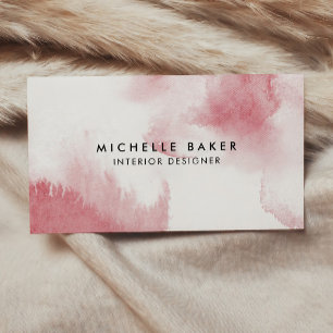 Modern Pink Watercolor Business Card