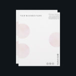 Modern Pink Watercolor Circles Business  Letterhead<br><div class="desc">This pretty office stationery with pink watercolor circles is perfect for clothing boutiques, spas, or salons. Businesses with a female client base will be best suited to this modern design. You will personalize with your business name followed by your contact details at the top. At the bottom you'll add your...</div>