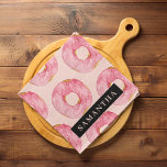 Modern Pink Watercolor Doughnuts Pattern With Name Kitchen Towel<br><div class="desc">Modern Pink Watercolor Doughnuts Pattern With Name</div>