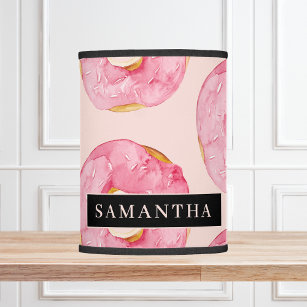 Modern Pink Watercolor Doughnuts Pattern With Name Lamp Shade