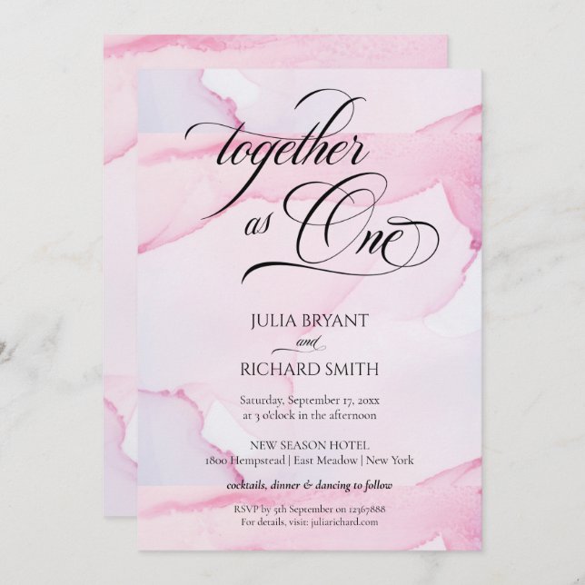 Modern Pink Watercolor Elegant Calligraphy Invitat Invitation (Front/Back)