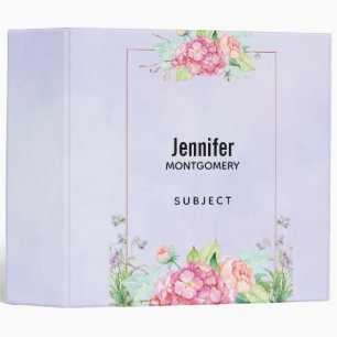 Modern Pink Watercolor Floral Frame Binder