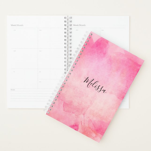 Modern Pink Watercolor Girl | Add NAME Planner (Display)